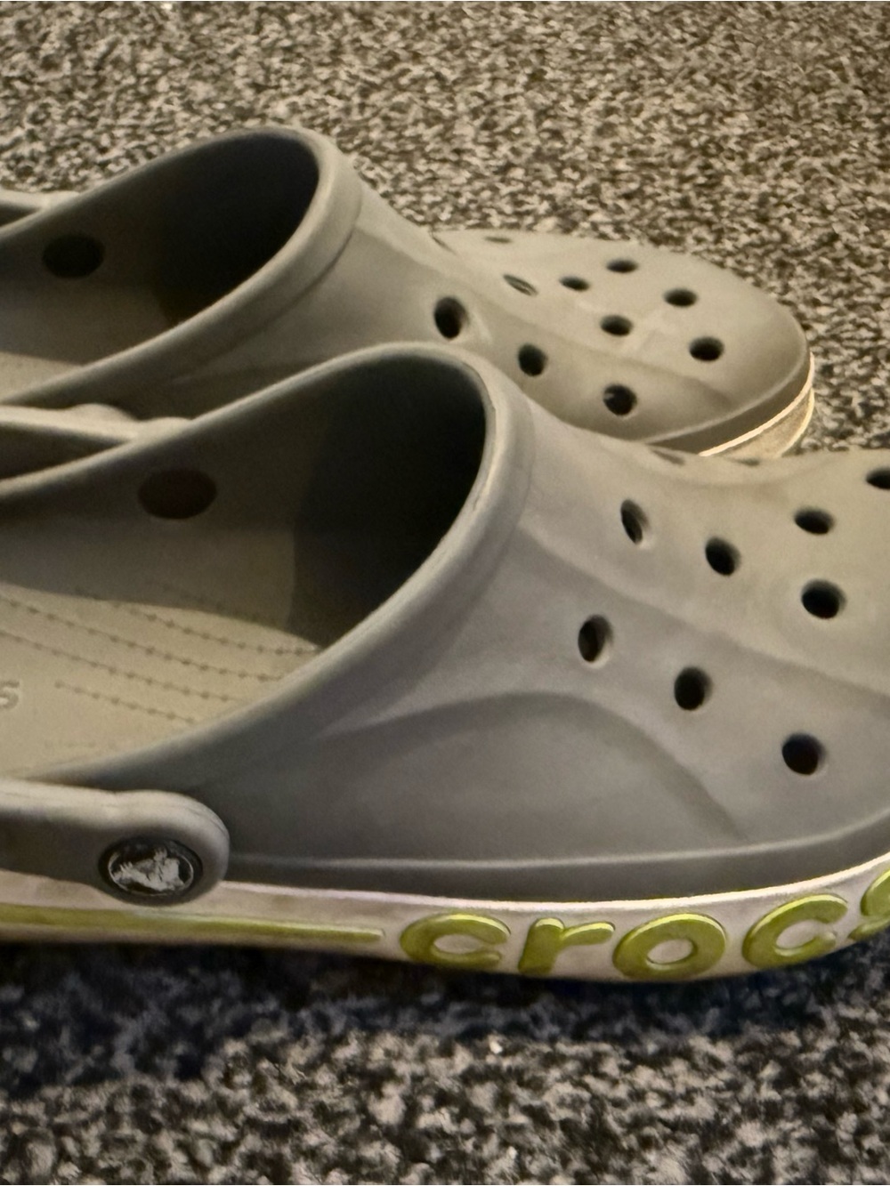 CROCS  Slip-On Clog in Gray with Lime Lettering